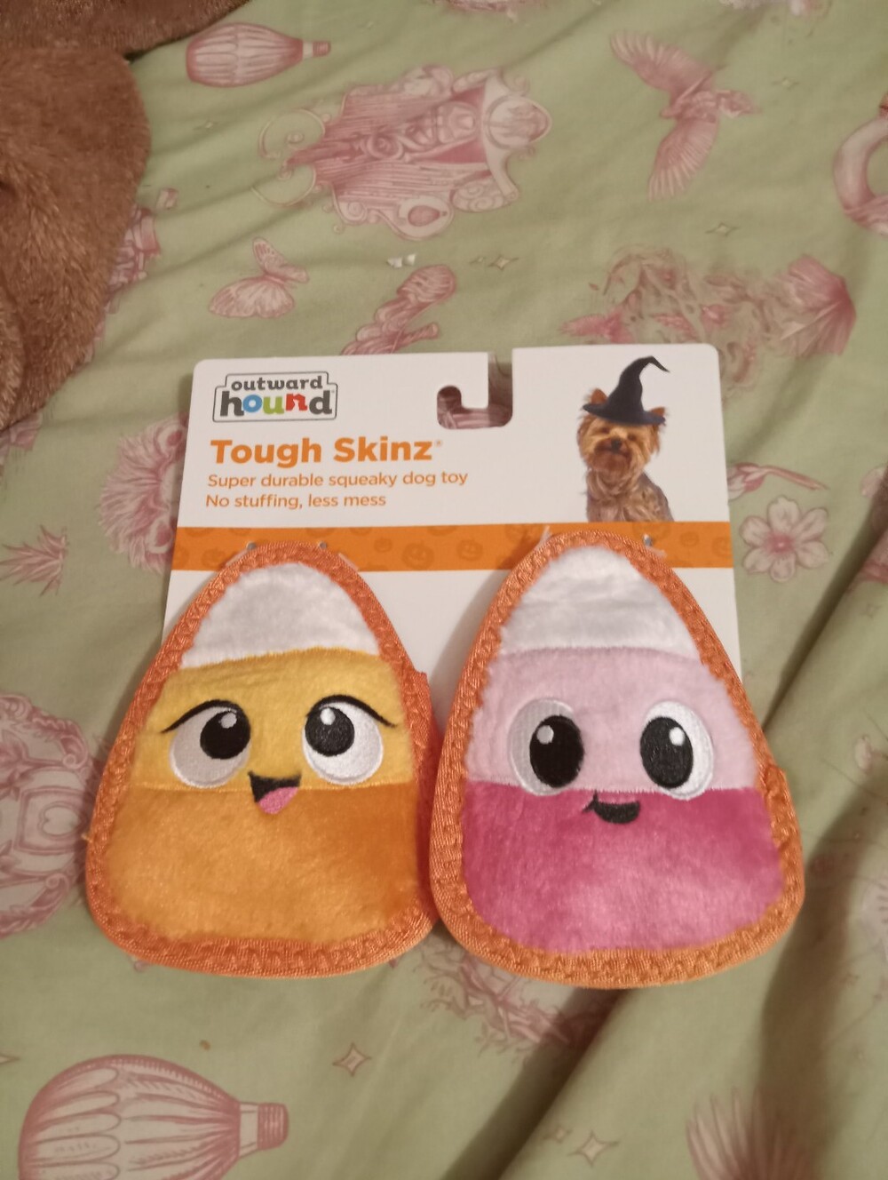 NWOT Halloween Pink Orange Candy Corn Squeaky Dog Toy